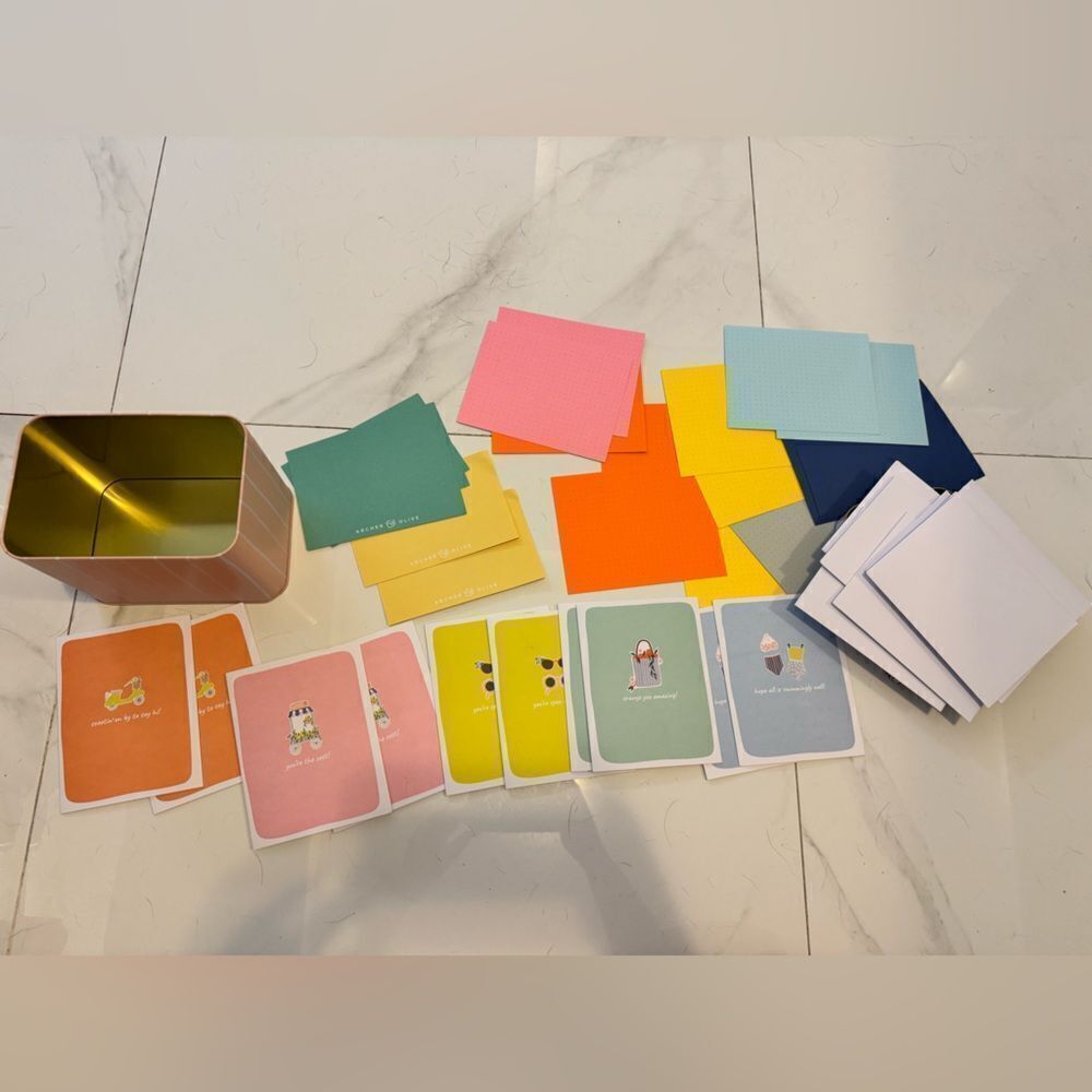 Archer and Olive Colorful Card Set with Tin Box